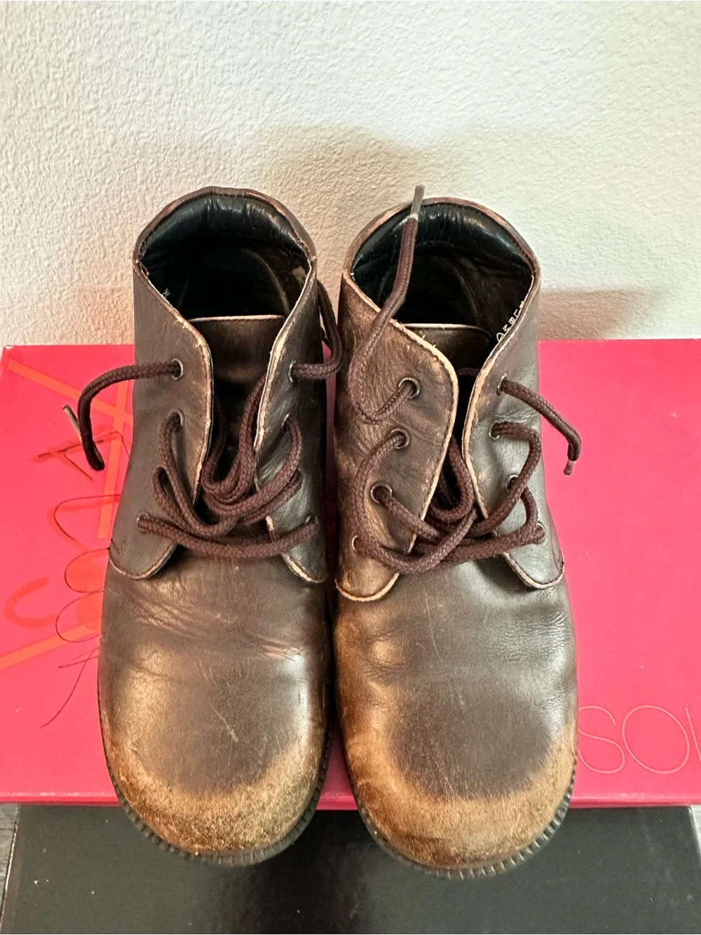 Nina Kids Brown Lace-Up Leather Shoes size 10.5”